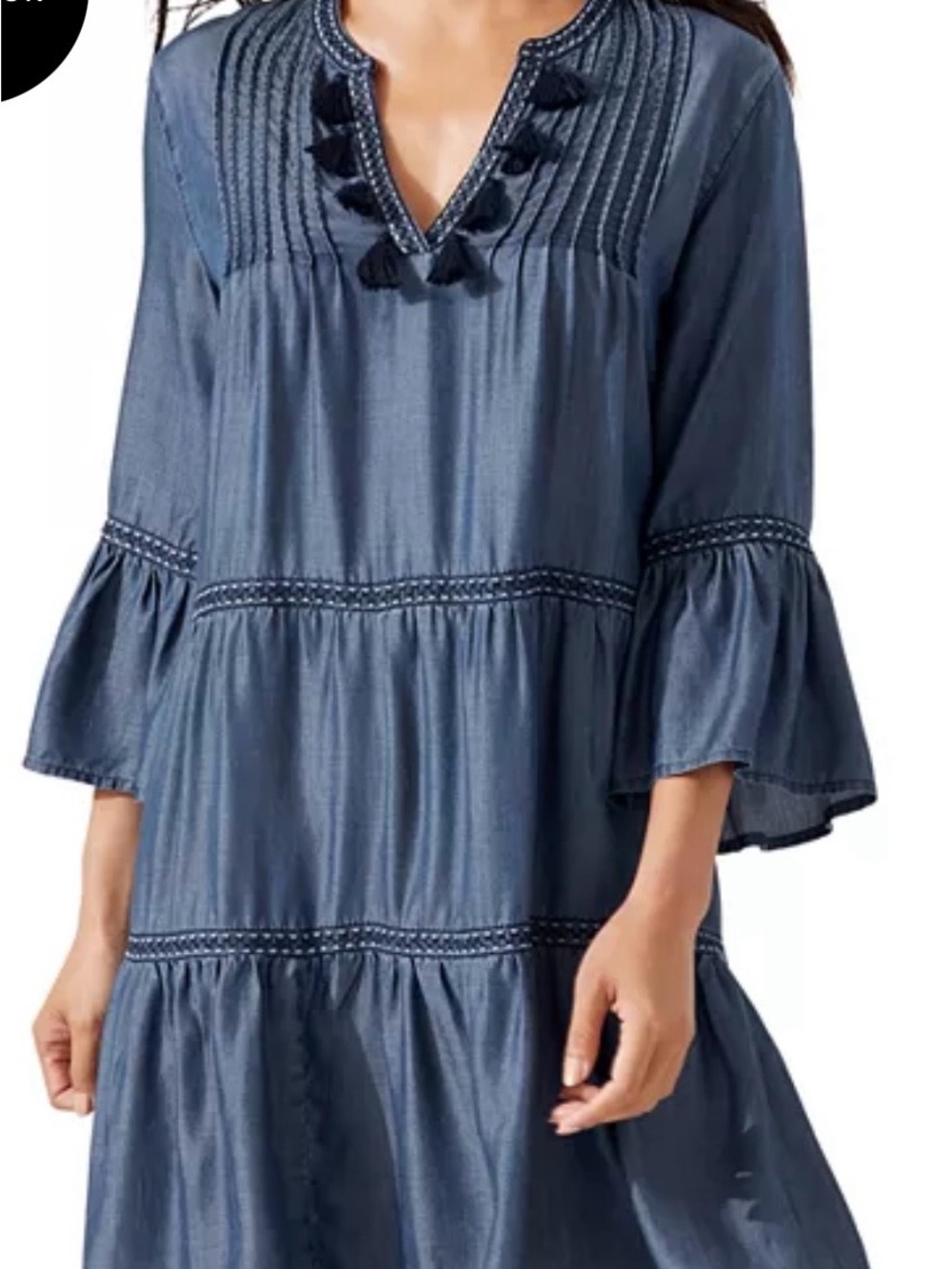 Tommy Bahama Indigo Chambray Tassel Tunic
